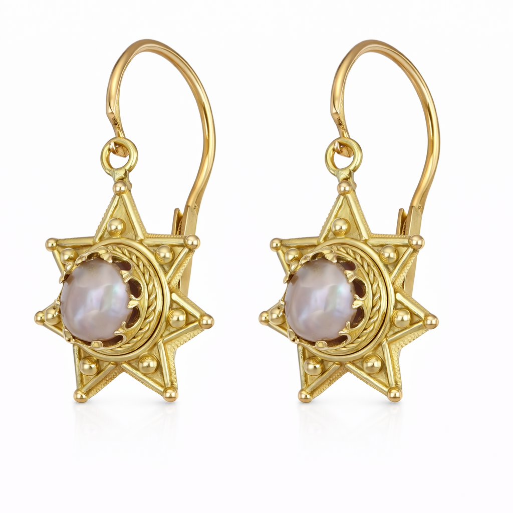 Orecchini - 18 carati Oro  Giallo - 0.04ct. tw. - Perla