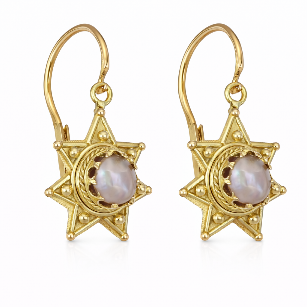 Orecchini - 18 carati Oro  Giallo - 0.04ct. tw. - Perla