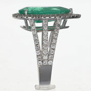 Anello - 18 carati Oro bianco - 5.20ct. tw. Smeraldo - Diamante
