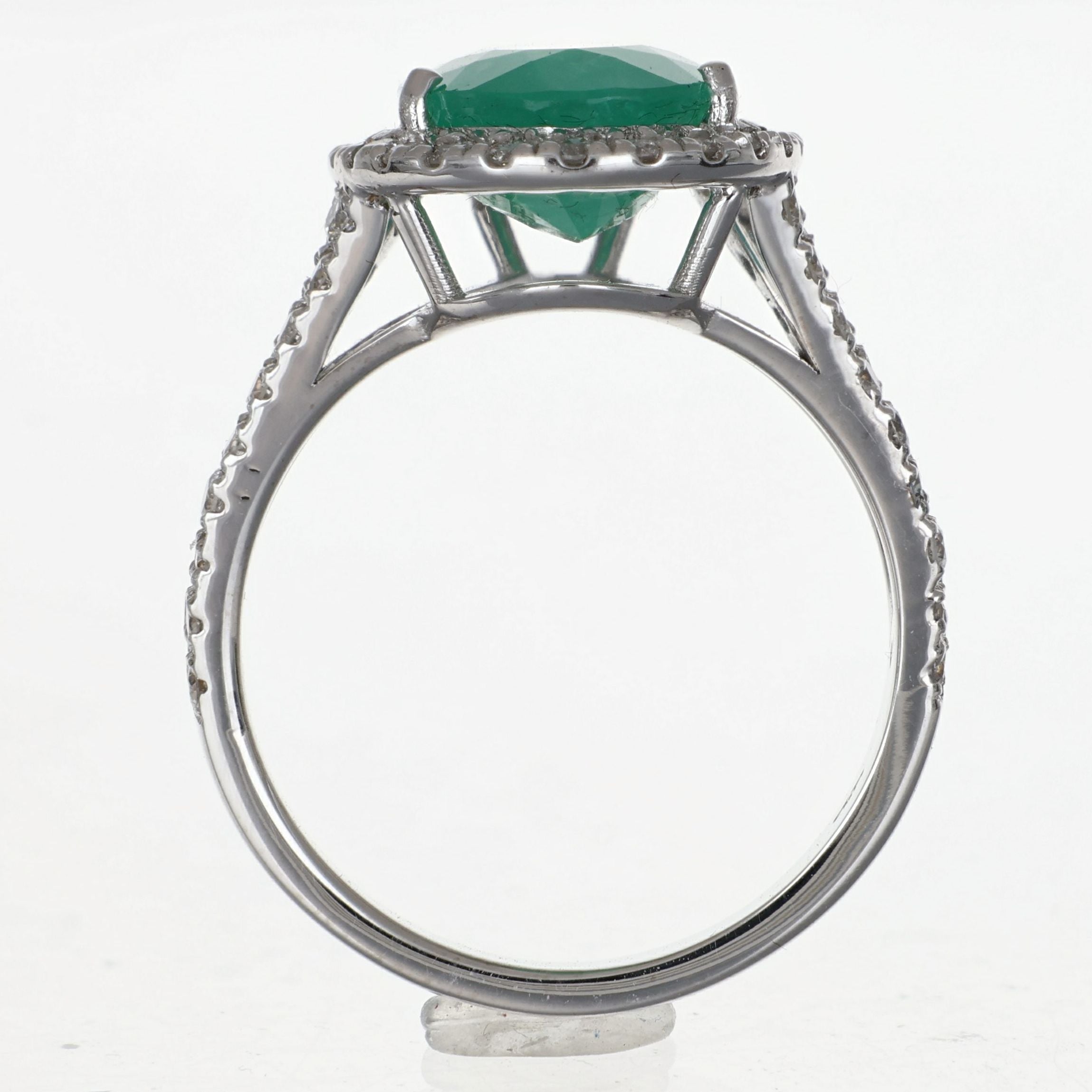Anello - 18 carati Oro bianco - 5.20ct. tw. Smeraldo - Diamante
