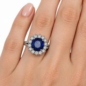 Anello - 18 carati Oro bianco - 3.28ct. tw. Zaffiro - Diamante - Made in Italy - Handmade