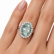 Anello - 18 carati Oro bianco - 6.88ct. tw. Acquamarina - Diamante - Made in Italy - Handmade