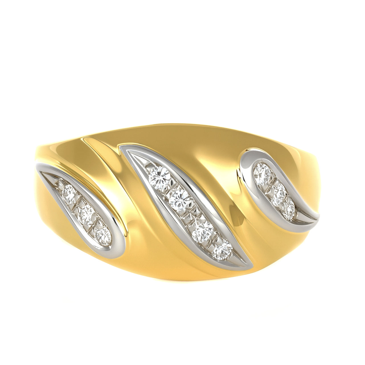 Anello - 18 carati Oro bianco, Oro giallo - 0.10ct. tw. Diamante (Naturale)