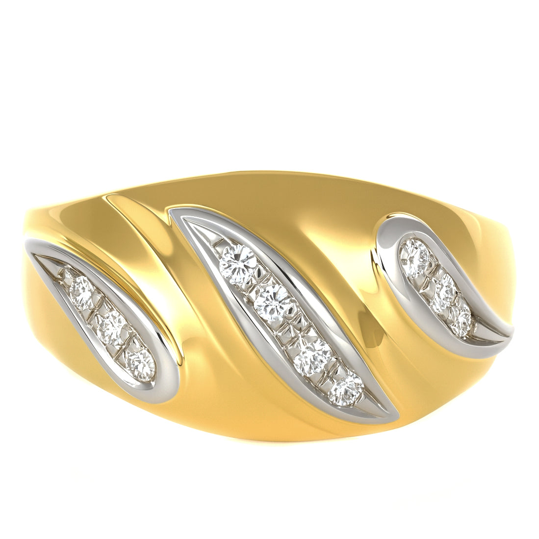 Anello - 18 carati Oro bianco, Oro giallo - 0.10ct. tw. Diamante (Naturale)