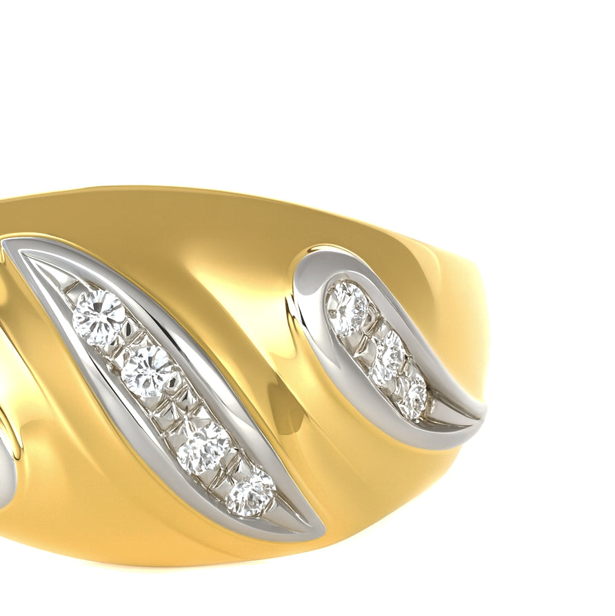 Anello - 18 carati Oro bianco, Oro giallo - 0.10ct. tw. Diamante (Naturale)