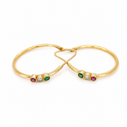 Orecchini - 18 carati Oro giallo, Rubini - 0.18ct. tw. Smeraldo - Diamante - Made in Italy - Handmade