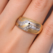 Anello - 18 carati Oro giallo, Oro bianco - 0.06ct. tw. Diamante (Naturale)