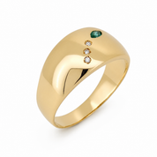 Anello - 18 carati Oro giallo - 0.13ct. tw. Smeraldo - Diamante - Made in Italy - Handmade