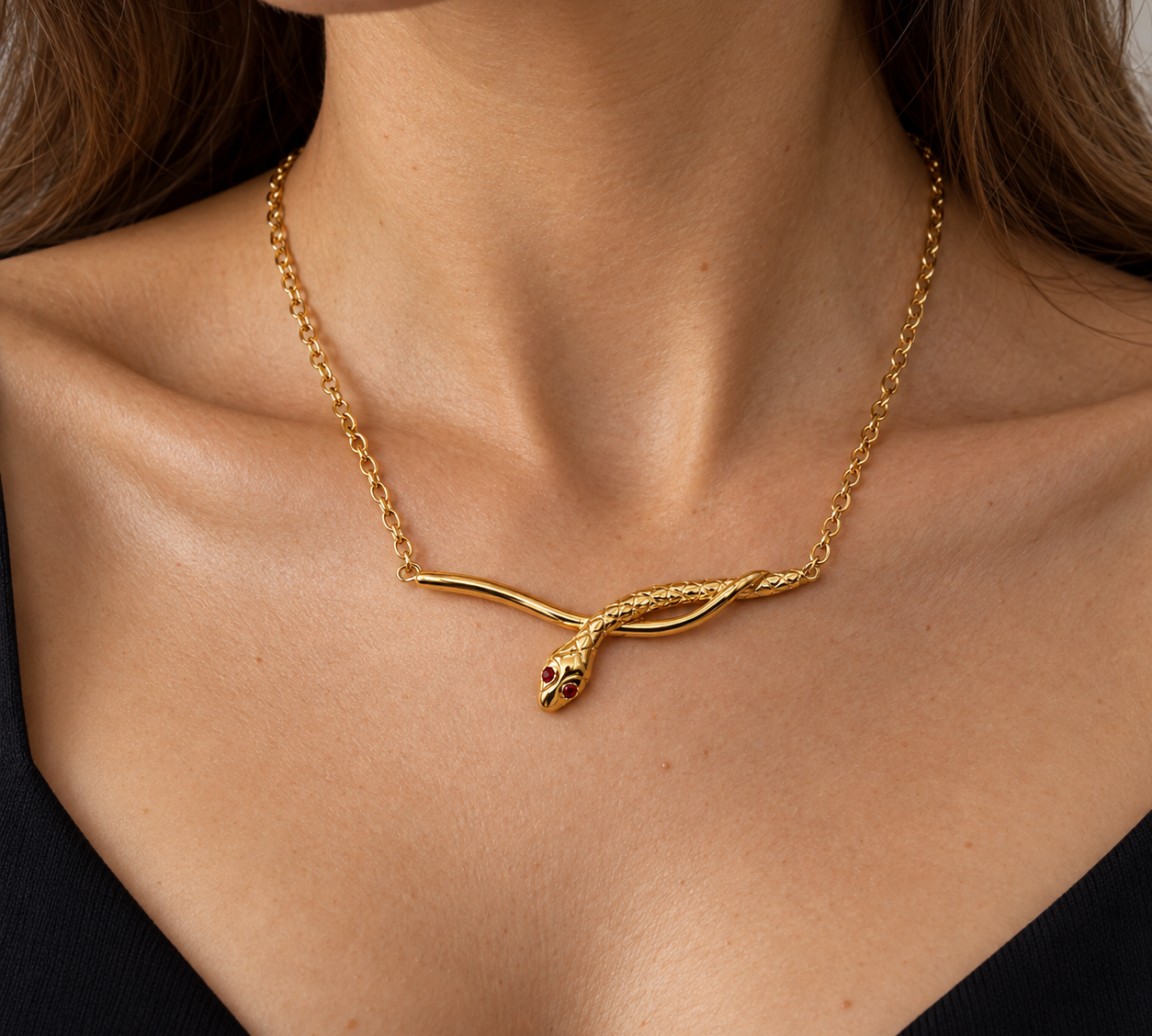 Collana - 18 carati Oro giallo Rubino - Made in Italy - Handmade