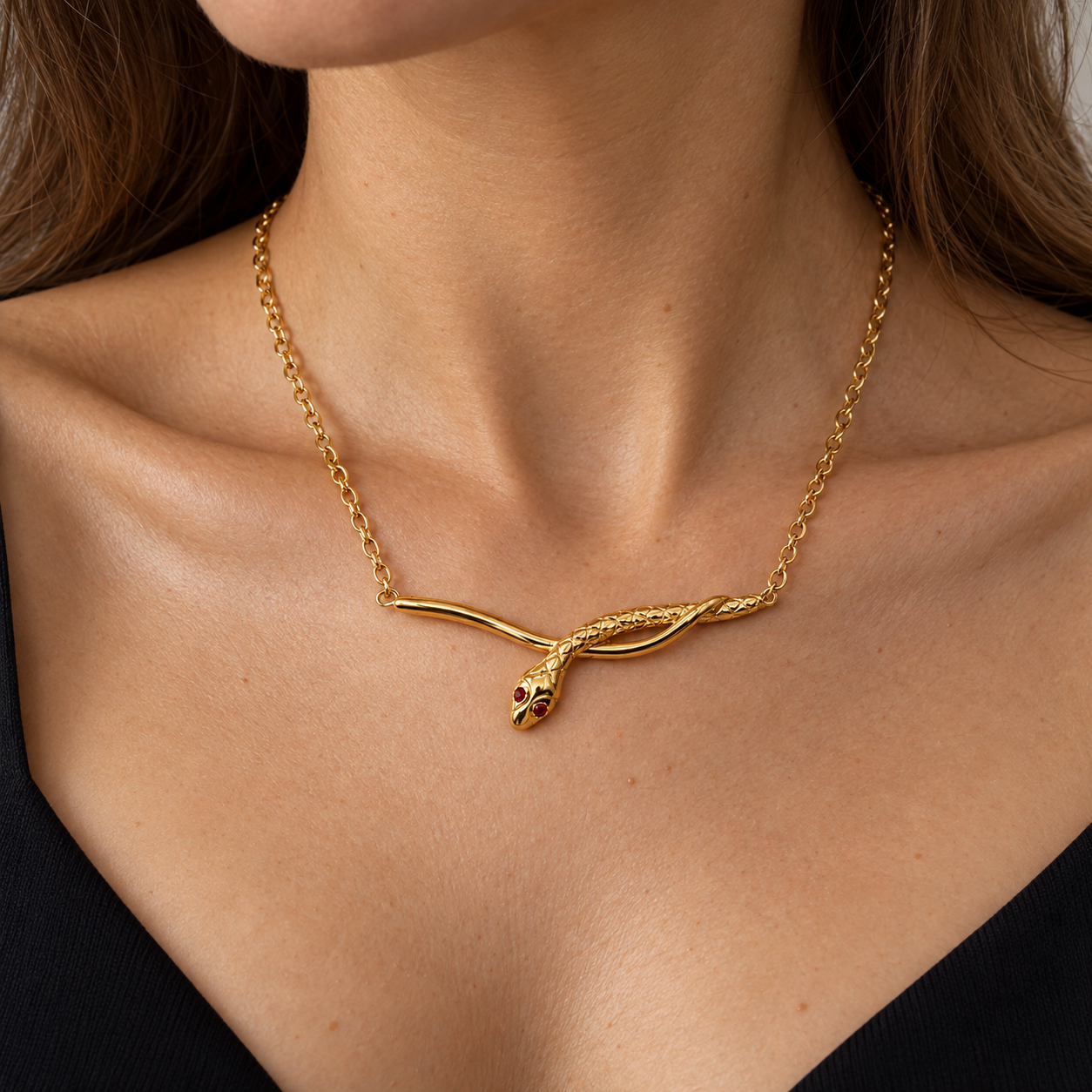 Collana - 18 carati Oro giallo Rubino - Made in Italy - Handmade