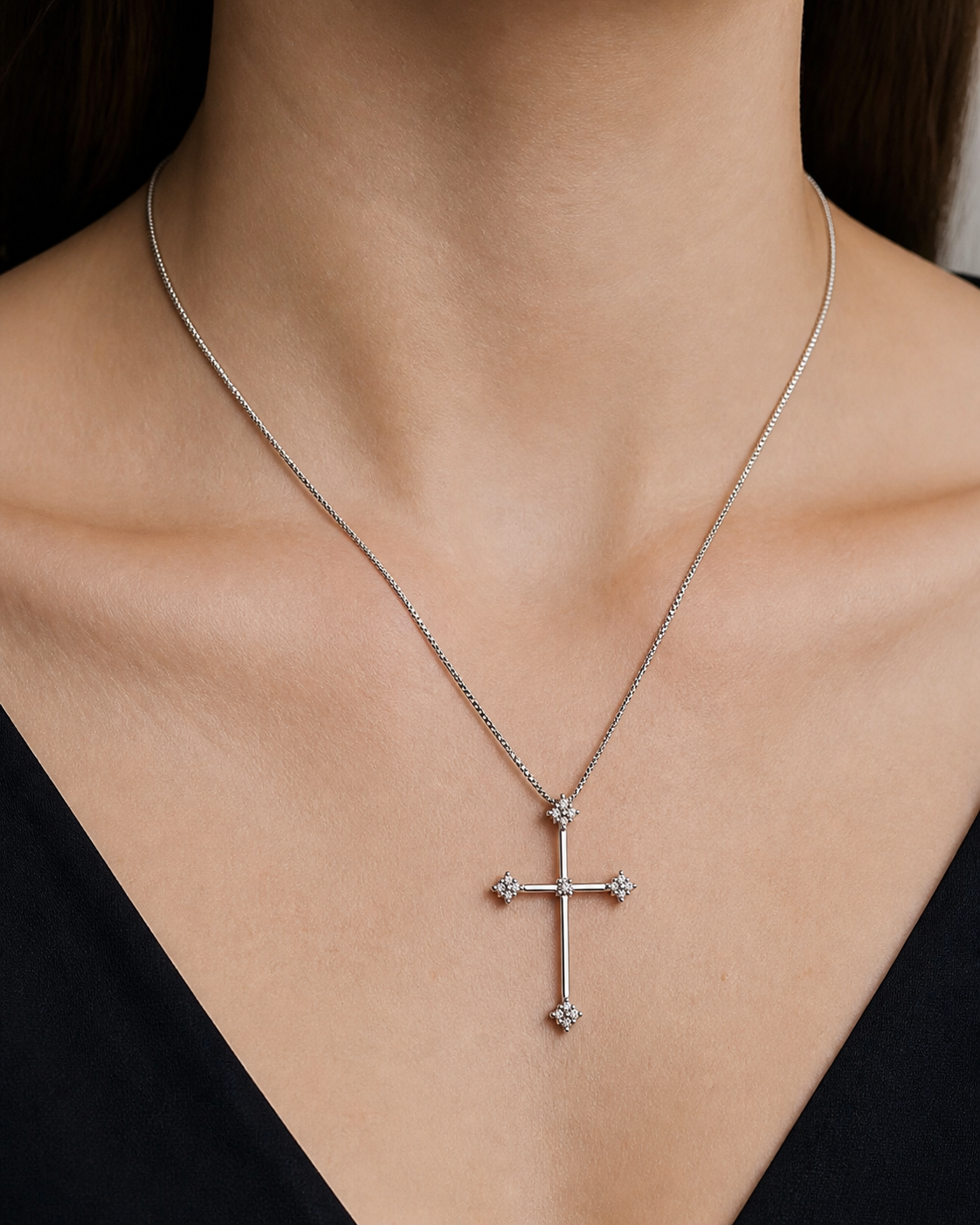 Collana con ciondolo - 18 carati Oro bianco - 0.35ct. tw. Diamante (Naturale) - Diamante - Made in Italy - Handmade