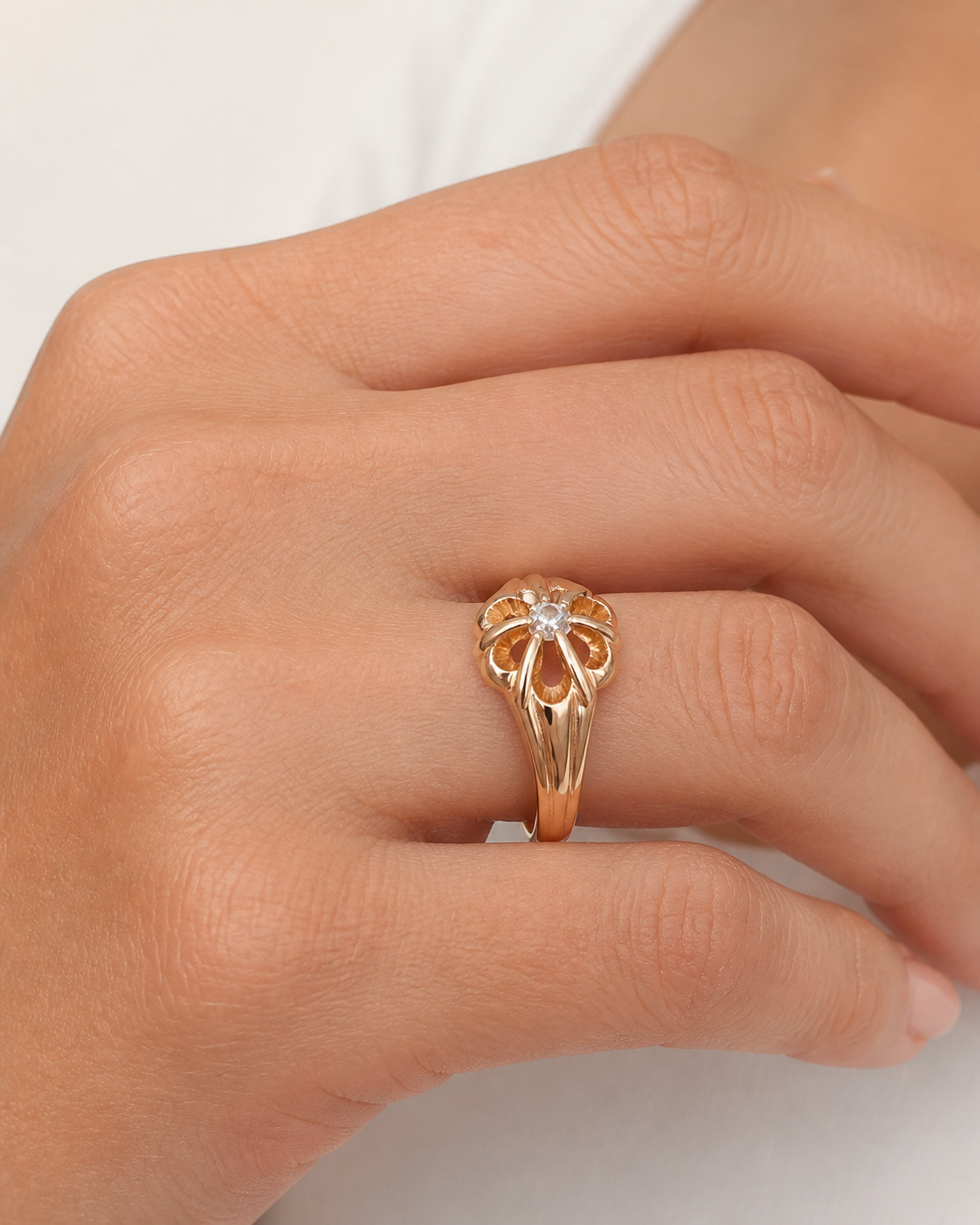 Anello - 18 carati Oro giallo - 0.03ct. tw. Diamante (Naturale) - Made in Italy - Handmade