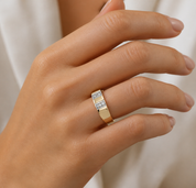 Anello - 18 carati Oro bianco, Oro giallo - 0.06ct. tw. Diamante (Naturale) - Made in Italy - Handmade