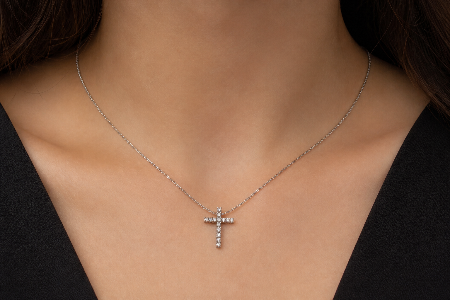 Collana con ciondolo - 18 carati Oro bianco - 0.38ct. tw. Diamante (Naturale) - Made in Italy - Handmade