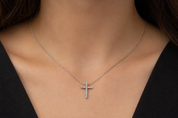 Collana con ciondolo - 18 carati Oro bianco - 0.38ct. tw. Diamante (Naturale) - Made in Italy - Handmade
