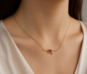 Collana - 18 carati Oro giallo - 0.22ct. tw. Rubino - Diamante - Made in Italy - HandMade