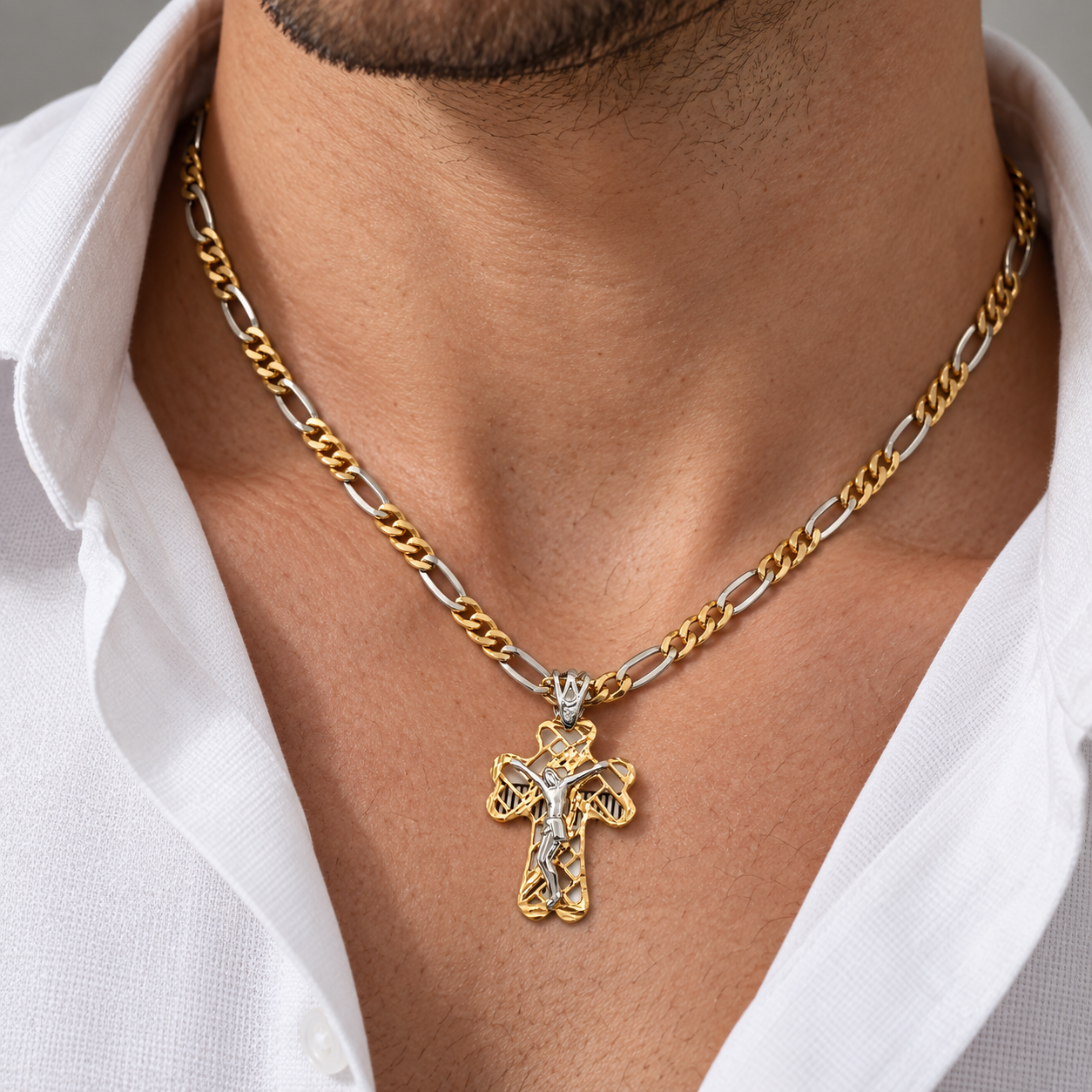 Collana con ciondolo - 18 carati Oro giallo, Oro bianco - Made in Italy - HandMade