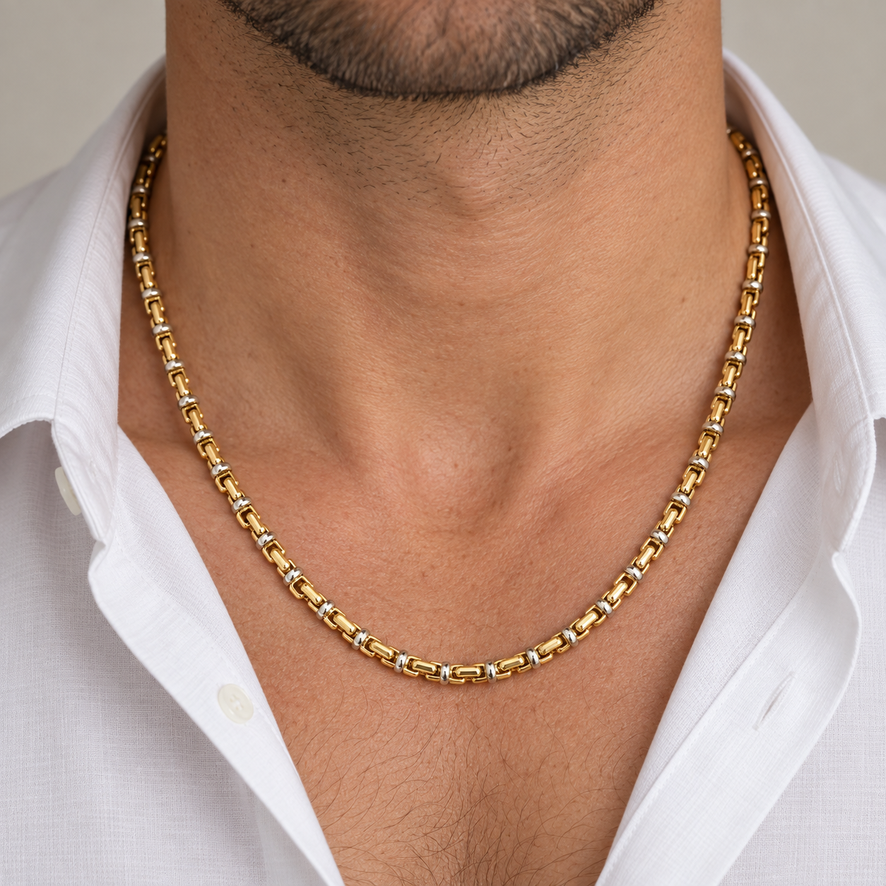 Necklace - 18 carat Yellow gold, White gold - Made in Italy - HandMade