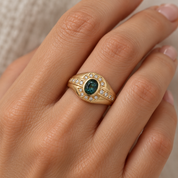 Anello - 18 carati Oro giallo - 0.92ct. tw. Zaffiro - Diamante - Made in Italy - HandMade