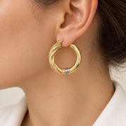 Earrings - 18 carat Yellow gold, White gold - Made in Italy - HandMade