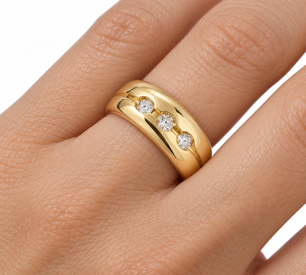 Anello - 18 carati Oro giallo - 0.18ct. tw. Diamante (Naturale) - Made in Italy - Handmade