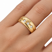 Anello - 18 carati Oro giallo - 0.18ct. tw. Diamante (Naturale) - Made in Italy - Handmade