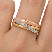 Anello - 18 carati Oro giallo, Oro rosa, Oro bianco - 0.07ct. tw. Diamante (Naturale) - Made in Italy - Handmade