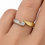 Anello - 18 carati Oro bianco, Oro giallo - 0.06ct. tw. Diamante (Naturale) - Made in Italy - Handmade