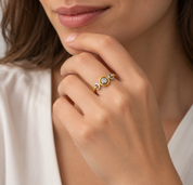 Anello - 18 carati Oro bianco, Oro giallo - 0.02ct. tw. Diamante (Naturale) - Made in Italy - Handmade
