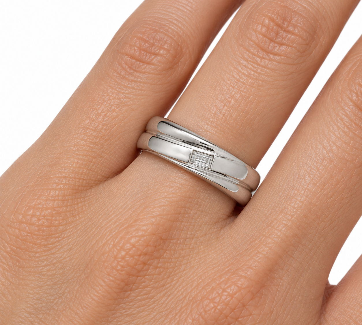Anello - 18 carati Oro bianco - 0.10ct. tw. Diamante (Naturale) - Made in Italy - Handmade