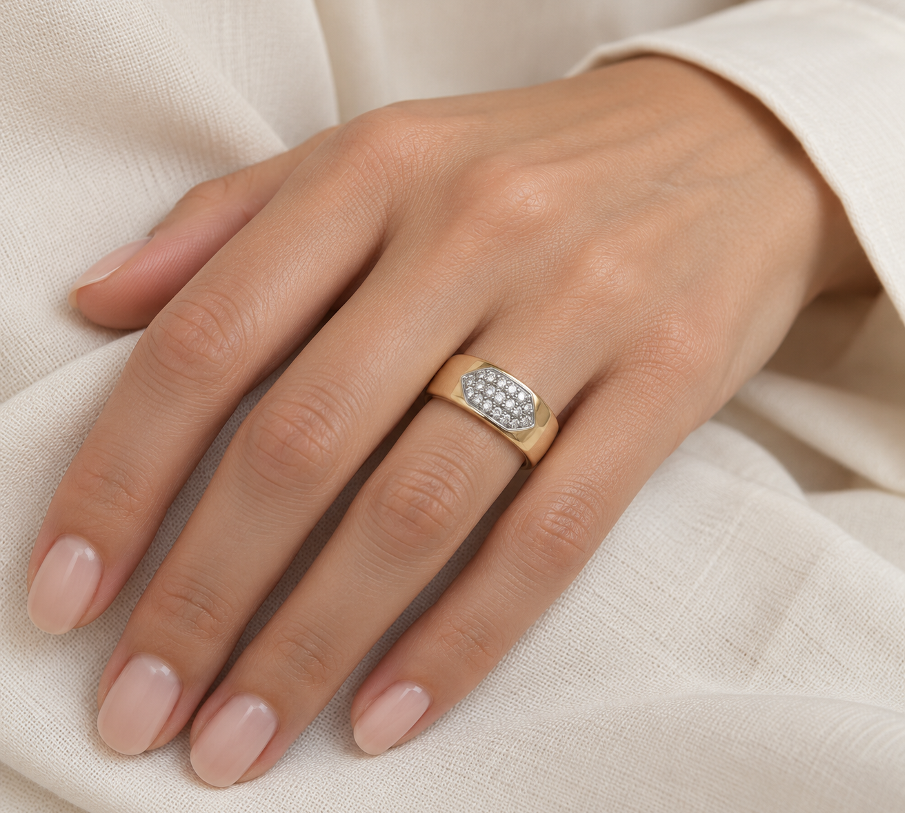 Anello - 18 carati Oro bianco, Oro giallo - 0.285ct. tw. Diamante (Naturale) - Made in Italy - Handmade