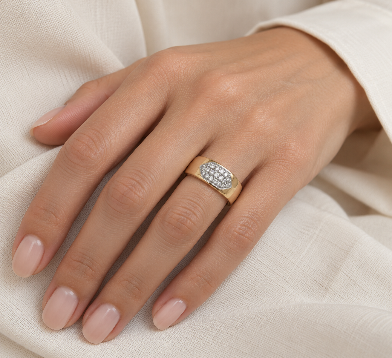 Anello - 18 carati Oro bianco, Oro giallo - 0.285ct. tw. Diamante (Naturale) - Made in Italy - Handmade