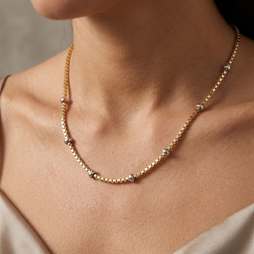 Collana - 18 carati Oro giallo, Oro bianco - Made in Italy - Handmade