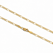 Collana unisex in oro giallo 18 carati con maglia alternata dal disegno classico e ciondolo