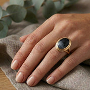 Anello - 18 carati Oro giallo, Ematite - Made in Italy - Handmade
