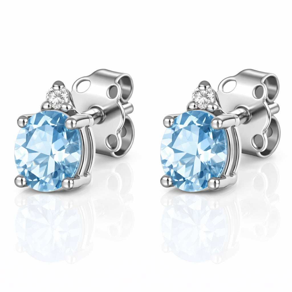 Orecchini - 18 carati Oro bianco - 0.57ct. tw. Acquamarina - Diamante