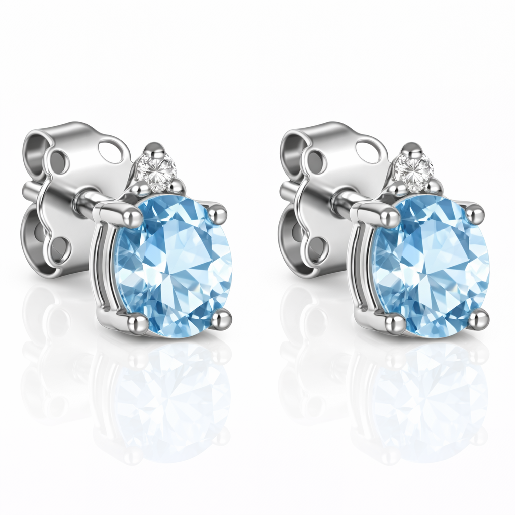 Orecchini - 18 carati Oro bianco - 0.57ct. tw. Acquamarina - Diamante