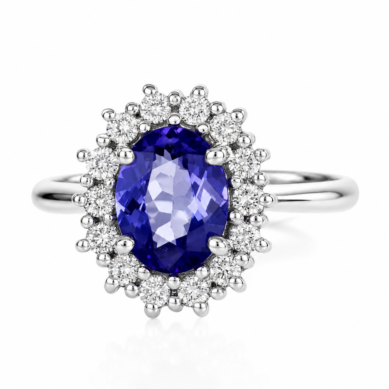Anello - 18 carati Oro bianco - 2.21ct. tw. Tanzanite - Diamante