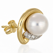 Orecchini - 18 carati Oro bianco, Oro giallo - 0.108ct. tw. Diamante (Naturale) - Perla 2 mm