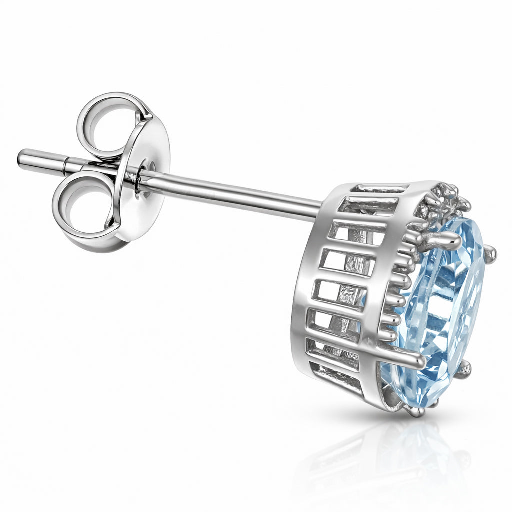 Orecchini - 18 carati Oro bianco - 1.50ct. tw. Acquamarina - Diamante