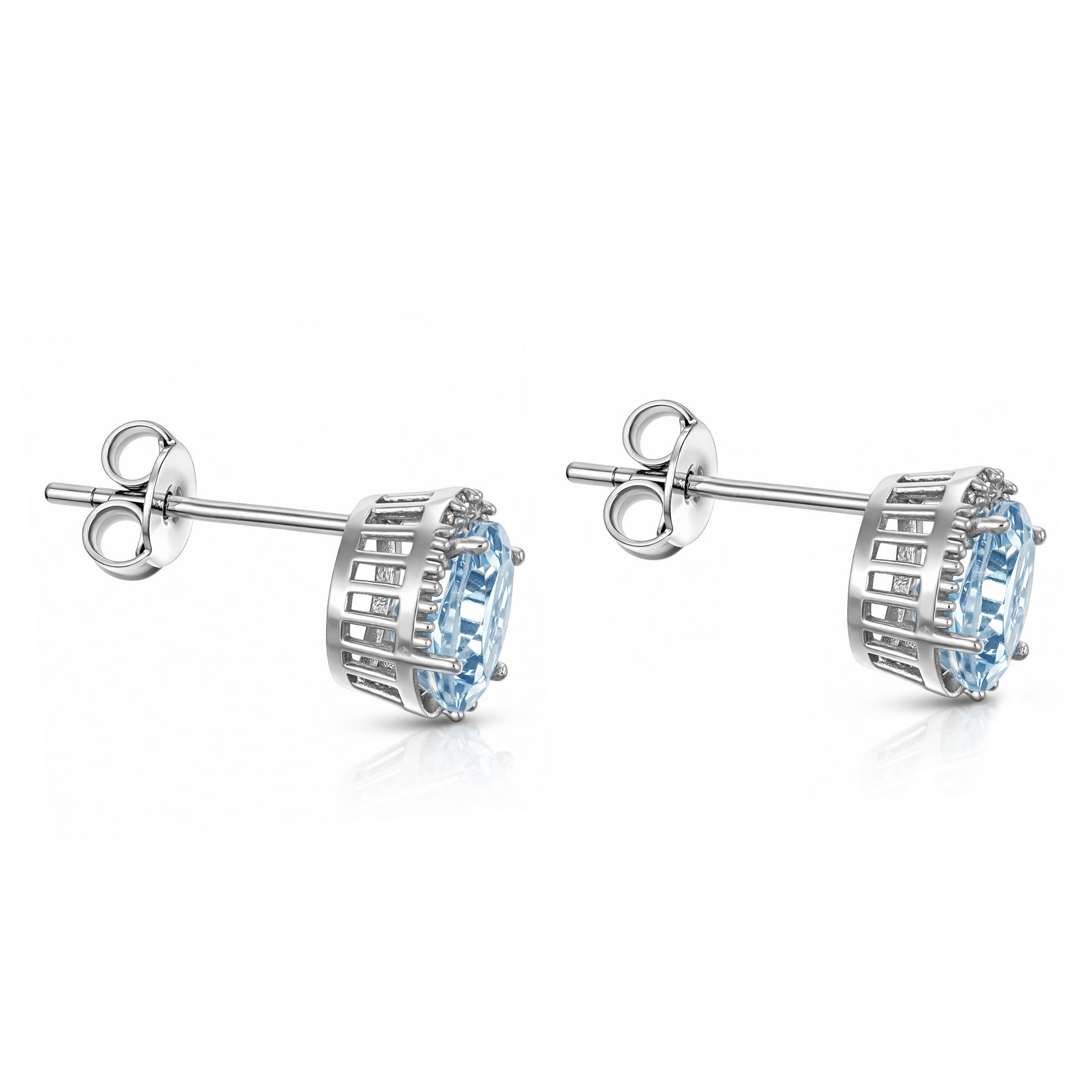 Orecchini - 18 carati Oro bianco - 1.50ct. tw. Acquamarina - Diamante