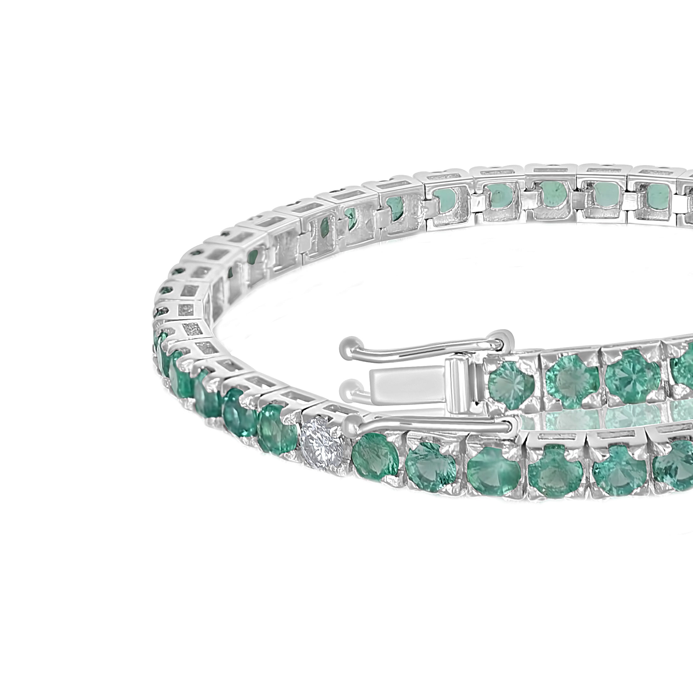 Bracciale - 18 carati Oro bianco - 0.50ct. tw. Diamante (Naturale) - Smeraldo