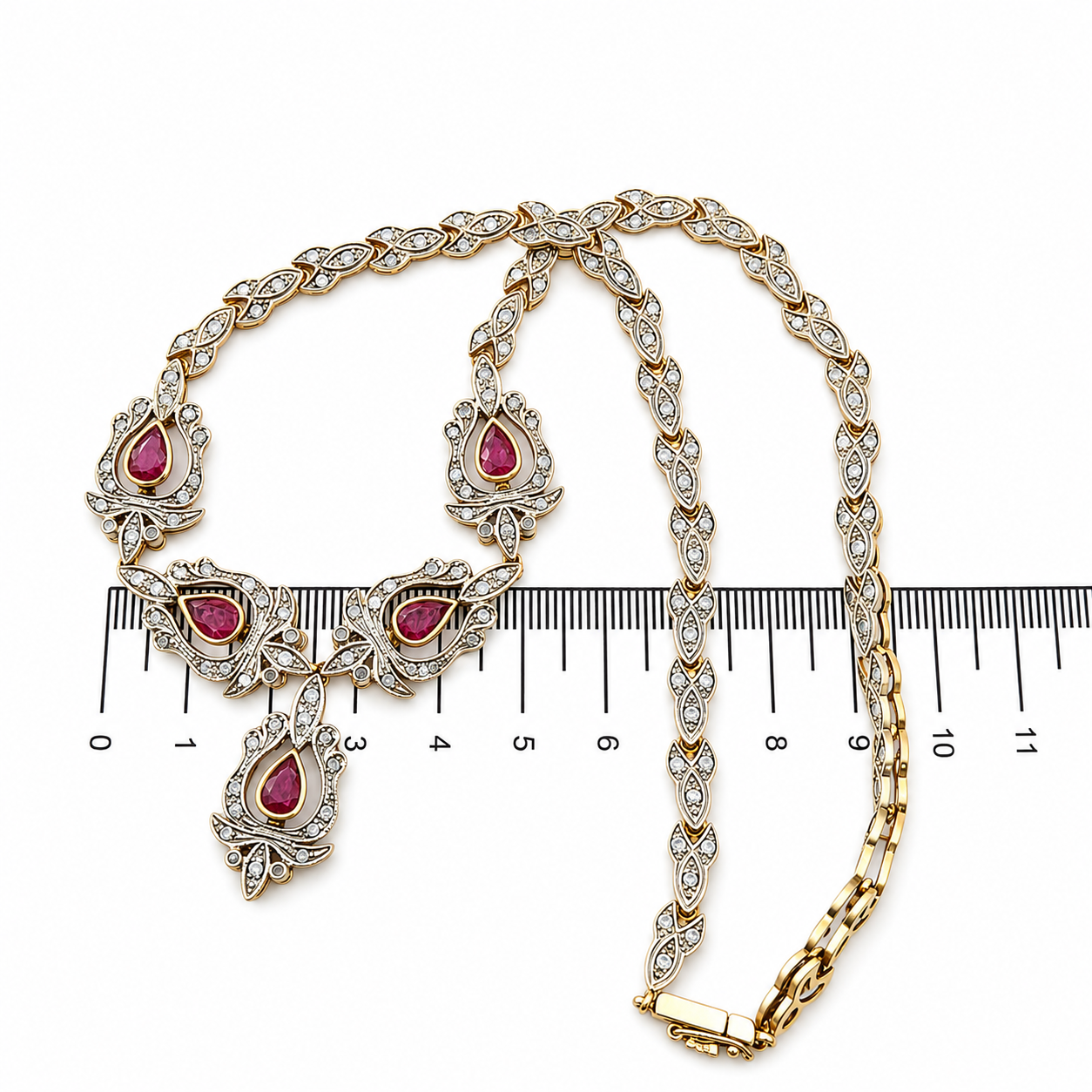 Collana - 18 carati Argento, Oro bianco - 10.13ct. tw. Rubino - Diamante