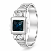 Anello - 18 carati Oro bianco - 0.41ct. tw. Zaffiro - Diamante