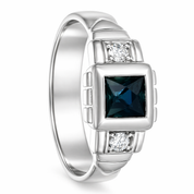 Anello - 18 carati Oro bianco - 0.41ct. tw. Zaffiro - Diamante