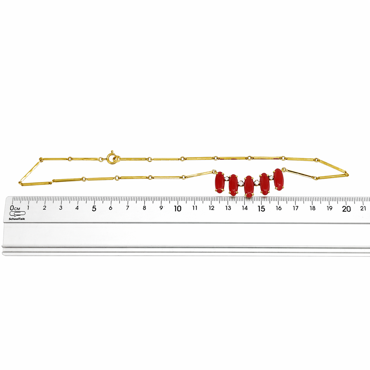 Collana - 18 carati Oro giallo Diamante (Naturale) - Corallo