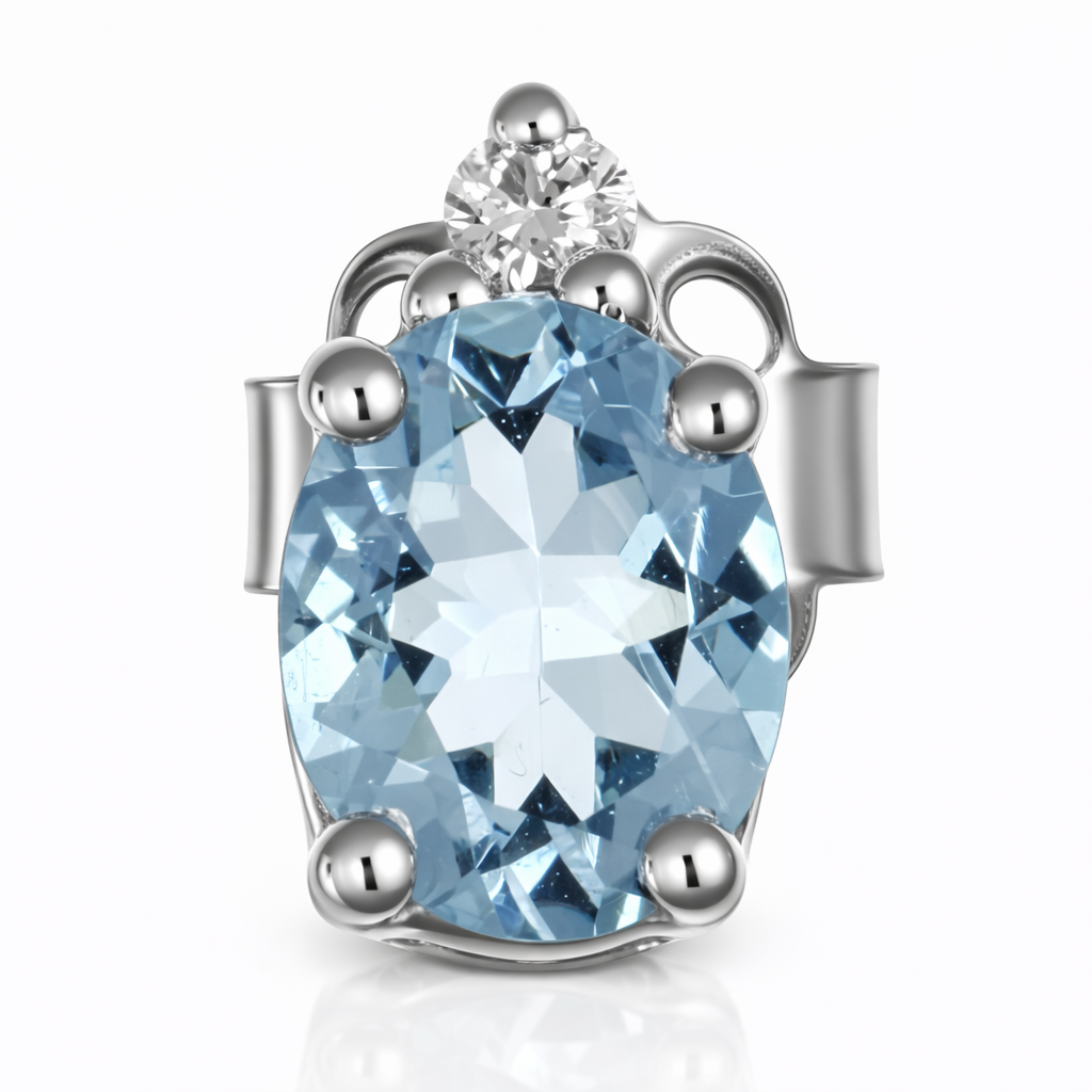 Orecchini - 18 carati Oro bianco - 0.57ct. tw. Acquamarina - Diamante