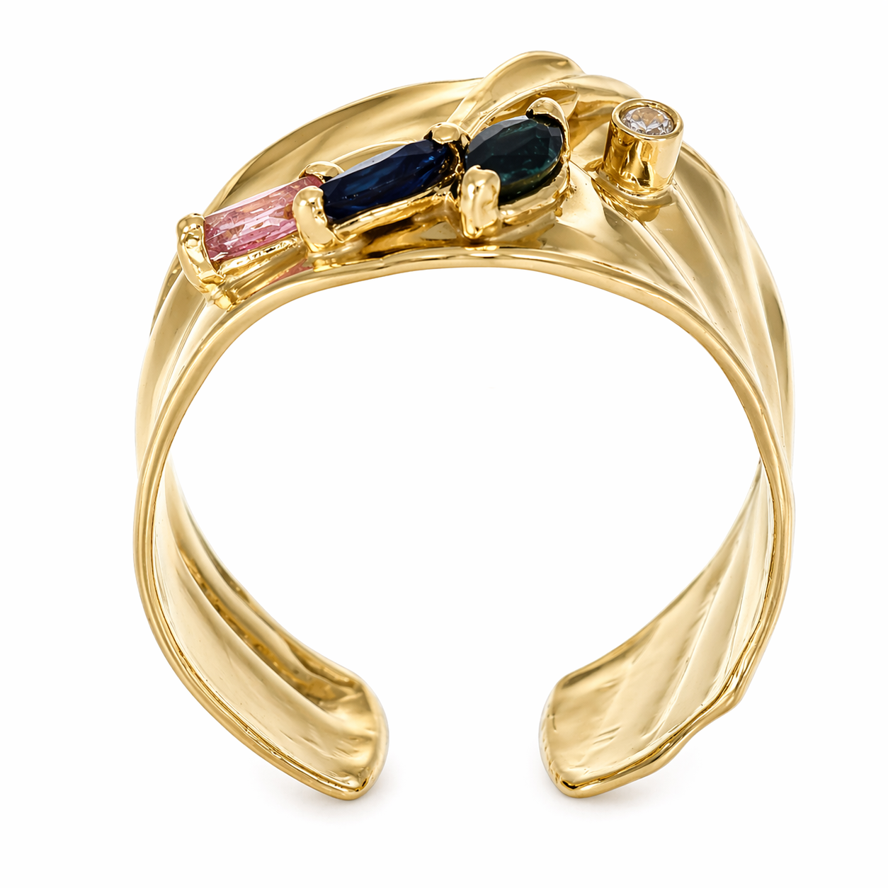 Anello - 18 carati Oro giallo - 0.42ct. tw. Zaffiro - Diamante