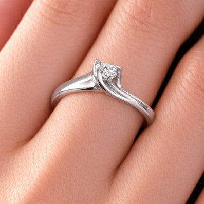 Anello - 18 carati Oro bianco - 0.17ct. tw. Diamante (Naturale)