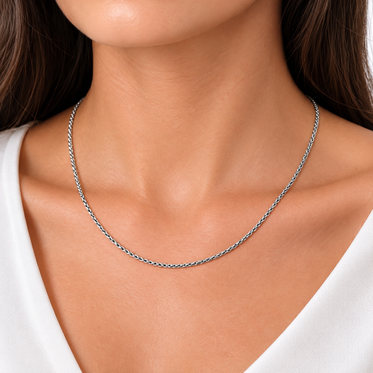 Collana - 18 carati Oro bianco - Made In Italy - Hand Made